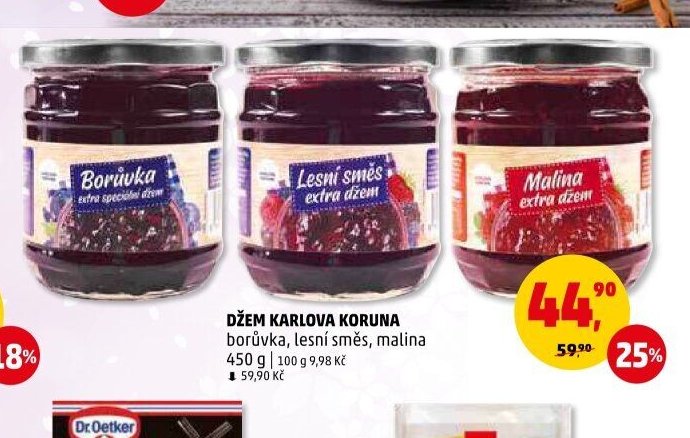 DŽEM KARLOVA KORUNA borůvka, lesní směs, malina