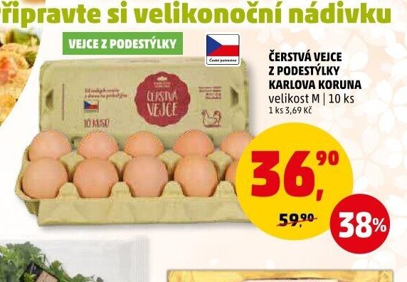 Čerstvá vejce z podestýlky Karlova Koruna