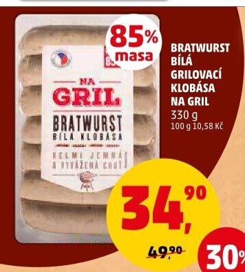 Klobása bílá grilovací bratwurst Na gril Penny