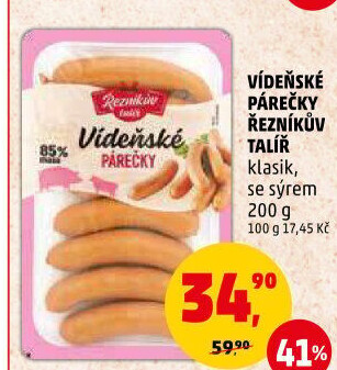 Párky vídeňské Řezníkův talíř