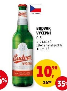 Pivo světlé výčepní Budweiser Budvar