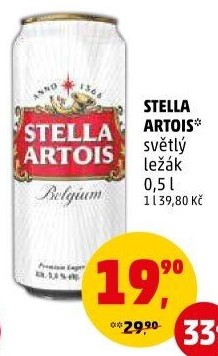 Pivo světlý ležák Stella Artois