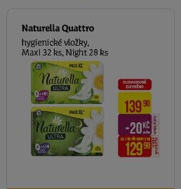 Naturella Quattro hygienické vložky, Maxi 32 ks, Night 28 ks