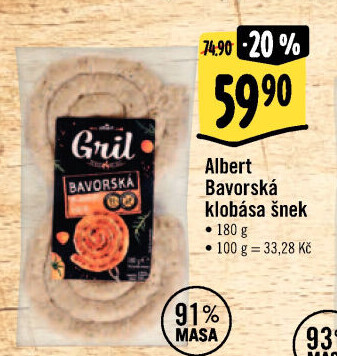 Bavorská klobása šnek Albert Gril