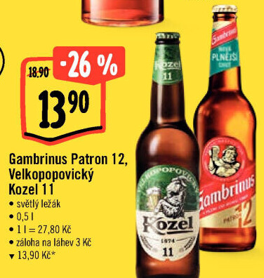 Pivo světlý ležák 12° Patron Gambrinus