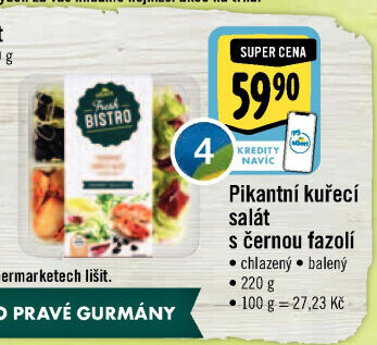 Salát pikantní kuřecí s černou fazolí Albert Fresh Bistro