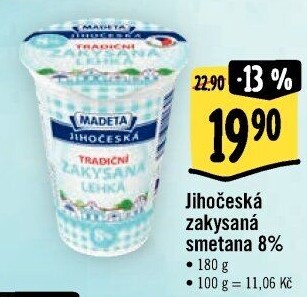 Smetana zakysaná lehká Jihočeská Madeta 8%