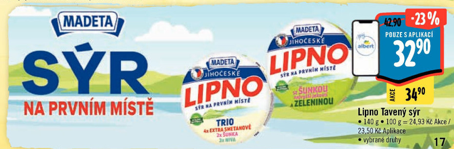 Tavený sýr Jihočeské Lipno Madeta