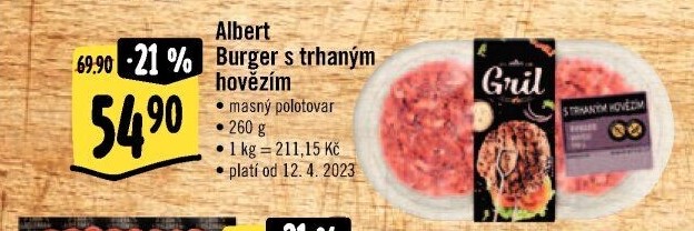 Burger s trhaným masem Albert Gril