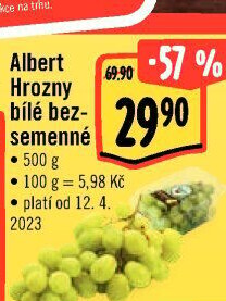 Hrozny bílé bezsemenné Albert