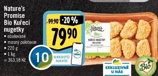 Kuřecí nugetky obalované bio Nature'