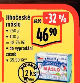 Máslo Jihočeské Madeta