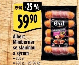 Miniberner se slaninou a sýrem Albert Gril
