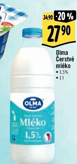 Mléko čerstvé Olma - 1,5% polotučné