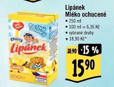 Nápoj mléko ochucené Lipánek Madeta