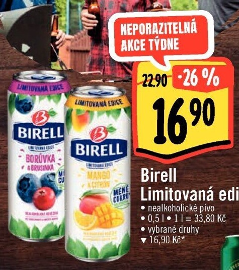 Nealkoholické pivo ochucené Birell