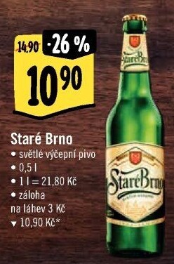 Pivo světlé výčepní 10° Staré Brno Starobrno