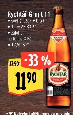Pivo světlý ležák 11° Grunt Pivovar Rychtář