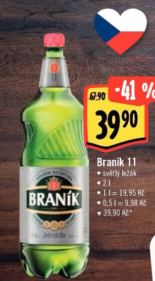 Pivo světlý ležák 11° Jedenáctka Braník