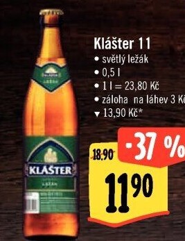 Pivo světlý ležák 11° Klášter