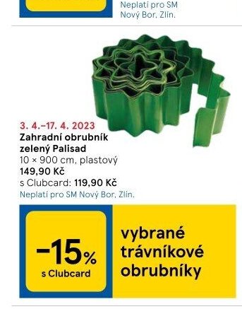 Zahradní obrubník zelený Palisad