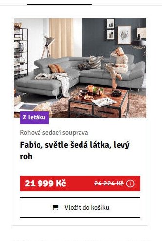 Rohová sedací souprava Fabio, světle šedá látka, levý roh - ASKO akcniletaky.com