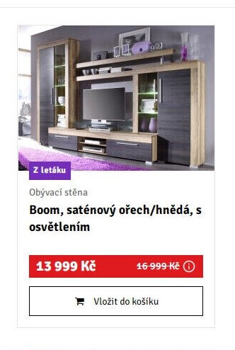 Obývací stěna Boom, saténový ořech/hnědá, s osvětlením - ASKO akcniletaky.com