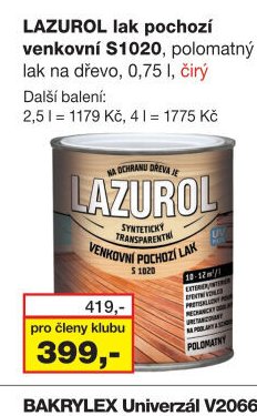 LAZUROL lak pochozí venkovní S1020