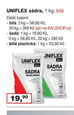 UNIFLEX sádra, 1 kg, bílá