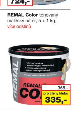 REMAL Color tónovaný malířský nátěr, 5 + 1 kg