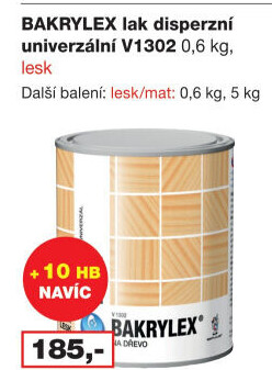 Lak univerzální na dřevo lesk Bakrylex Barvy a laky Hostivař