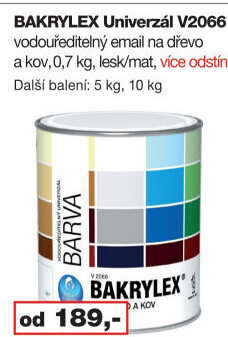 Univerzální email Bakrylex Mat Barvy a laky Hostivař