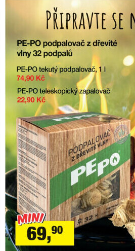 Podpalovač z dřevité vlny Pe-po