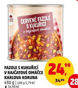 Fazole s kukuřicí v omáčce Karlova Koruna - konzerva