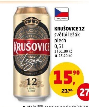 Pivo světlé Královský ležák 12° Krušovice