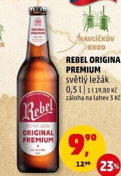 Pivo světlé Premium Rebel Pivovar Havlíčkův Brod