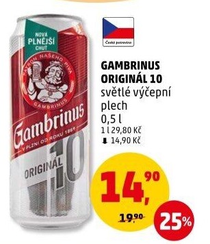 Pivo světlé výčepní Originál 10° Gambrinus