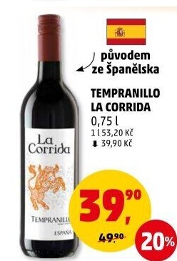 Víno Tempranillo La Corrida