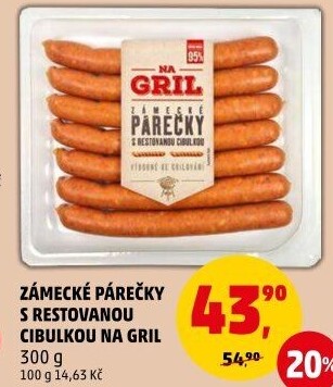 Zámecké párečky s restovanou cibulkou Na gril Penny