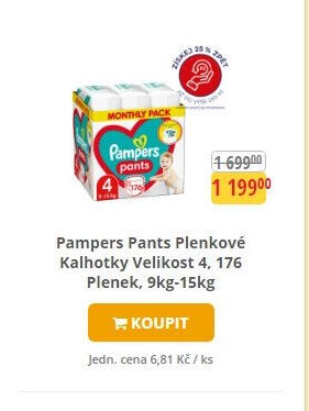 Pampers Pants Plenkové kalhotky Velikost 4