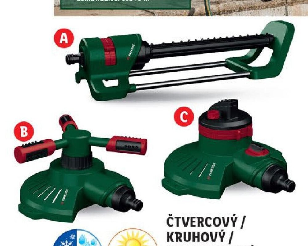 Čtvercový / kruhový / celokruhový zavlažovač
