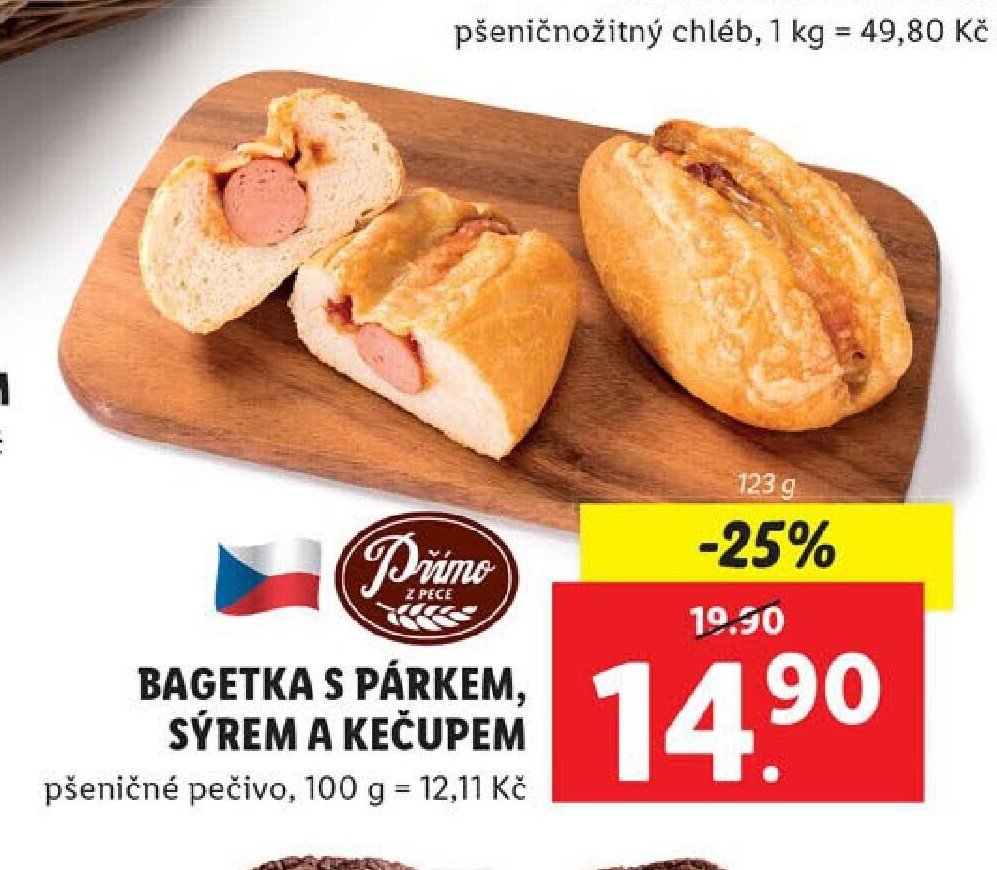 BAGETKA S PÁRKEM, SÝREM A KEČUPEM