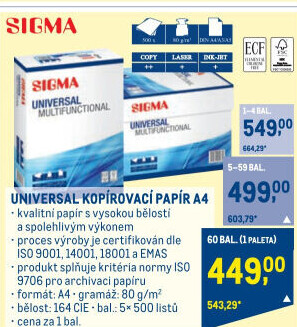 Kancelářský papír A4 Sigma