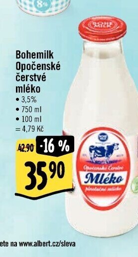 Mléko čerstvé Bohemilk - 3,5% plnotučné