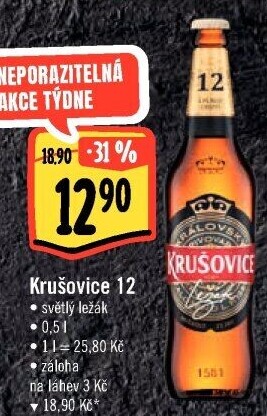Pivo světlé Královský ležák 12° Krušovice
