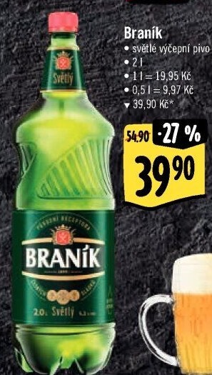 Pivo světlé výčepní 10° Braník