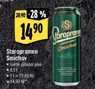 Pivo světlé výčepní 10° Smíchov Staropramen
