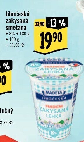 Smetana zakysaná lehká Jihočeská Madeta 8%