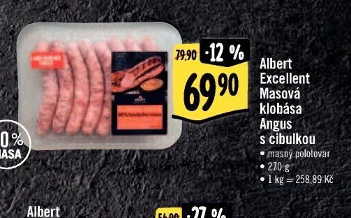 Albert Excellent Masová klobása Angus s cibulkou