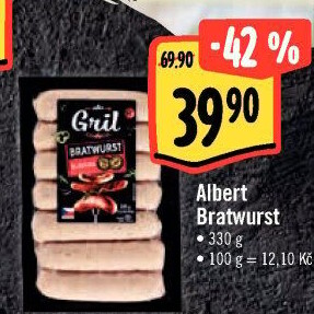 Grilovací klobása bratwurst Albert Gril